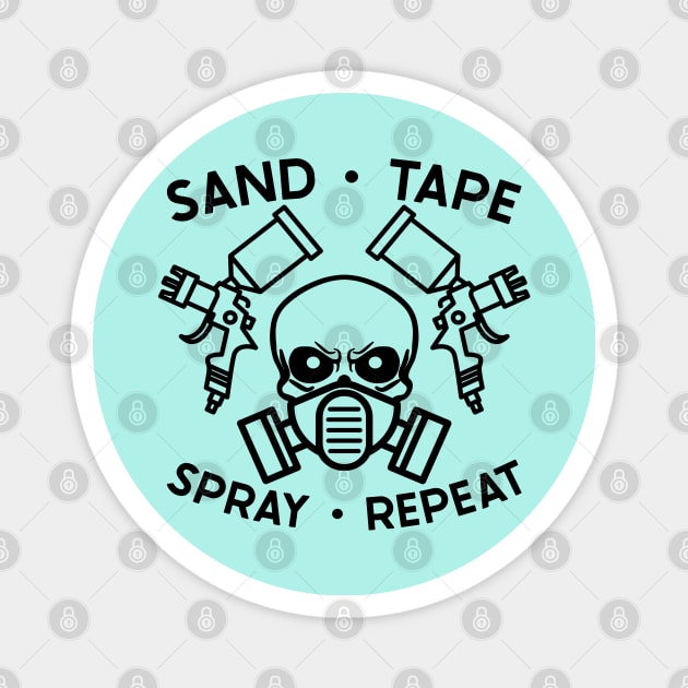 Sand Tape Spray Repeat Auto Body Mechanic Painter Garage Funny Magnet by GlimmerDesigns